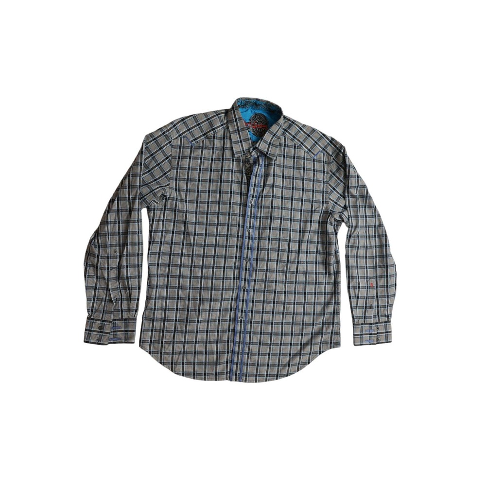 Robert Graham men's black blue Plaid‎ size 2XL button down shirt